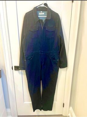Warp & Weft Dark Denim Utility Jumpsuit Romper